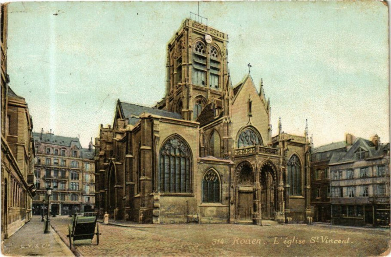 Carte postale ancienne Ed. Aqua 314 Rouen L'Eglise Saint-Vincent à Rouen