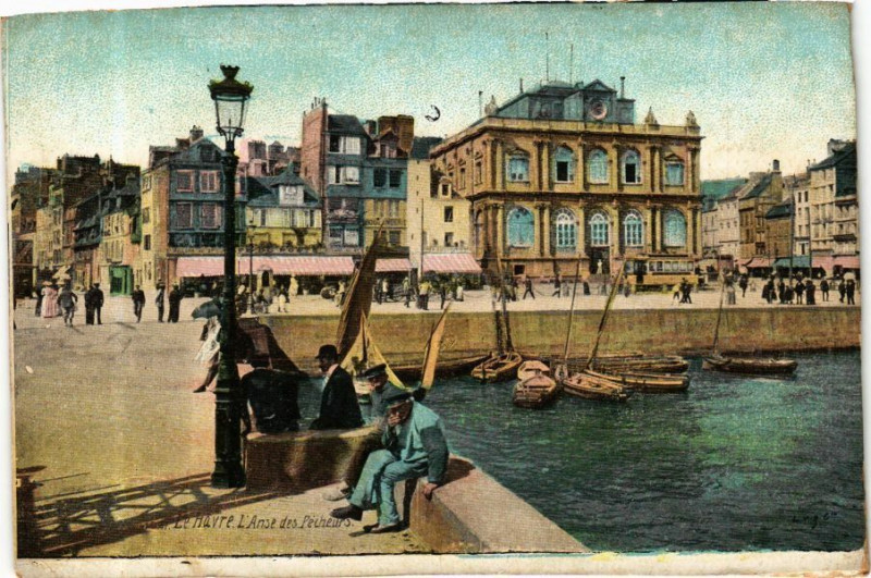 Carte postale ancienne Ed. Aqua 1821 Le Havre L'Anse des pecheurs à Eu