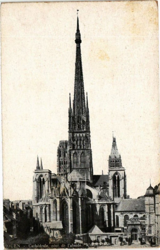 Carte postale ancienne Ed. Aqua Rouen Cathedrale cote de l'abside à Rouen