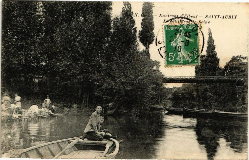 Carte postale ancienne Saint-Aubin-La petit bras de Seine