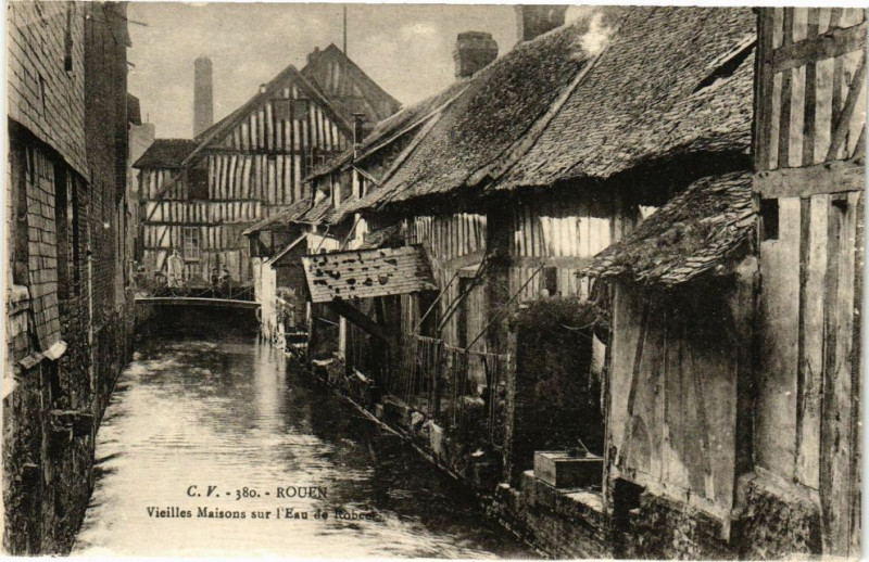 Carte postale ancienne Rouen-Vieille Maisons sur l'Eau de Robec à Rouen