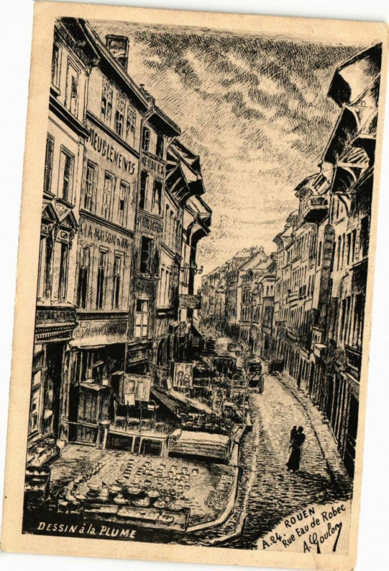 Carte postale ancienne Rouen-Rue Eau de Robec à Rouen
