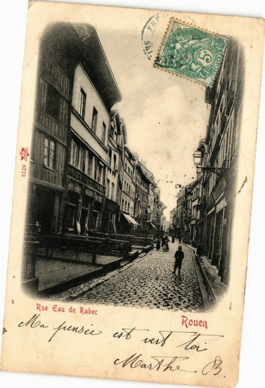 Carte postale ancienne Rouen-rue Eau de Rabec à Rouen