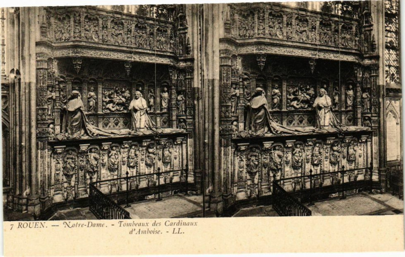 Carte postale ancienne Rouen-Notre Dame-Tombeaux des Cardinaux d'Amboise à Rouen