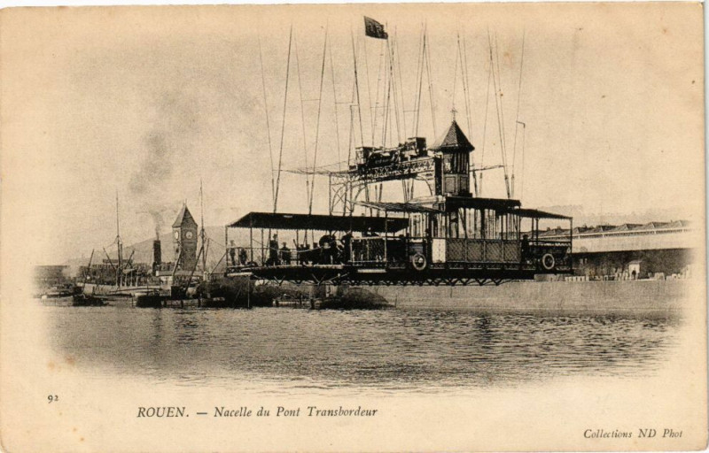 Carte postale ancienne Rouen-Nacelle du Pont Transbordeur à Rouen