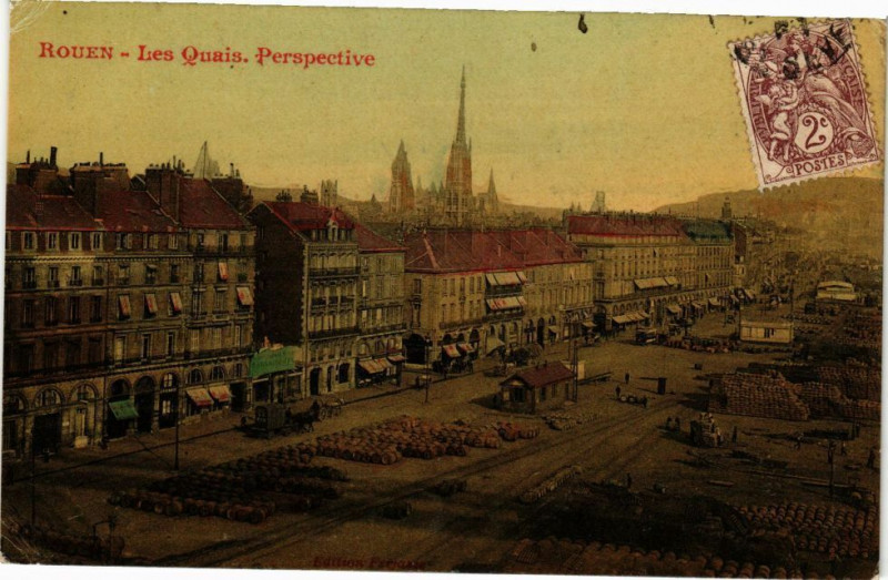 Carte postale ancienne Rouen-Les Quais-Perspective à Rouen