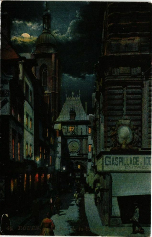 Carte postale ancienne Rouen-La rue de la Grosse Horloge à Rouen