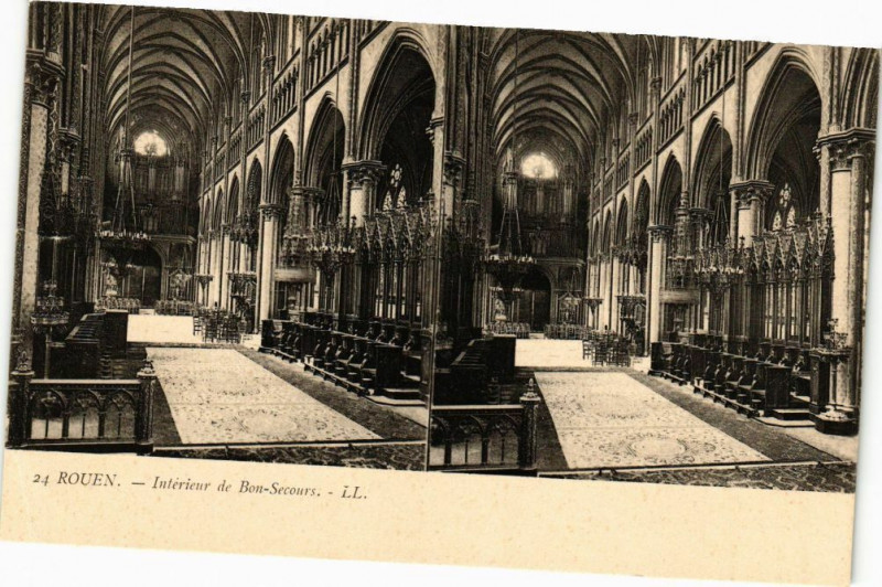 Carte postale ancienne Rouen-Interieur de Bon Secours à Rouen