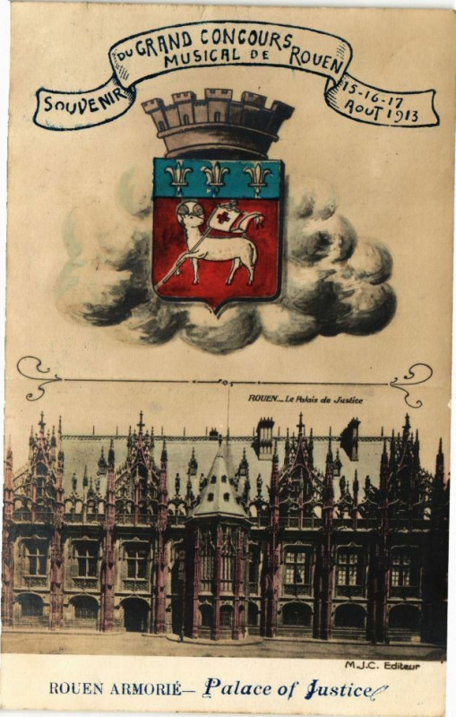Carte postale ancienne Rouen Armorie-Palace of Justice à Rouen