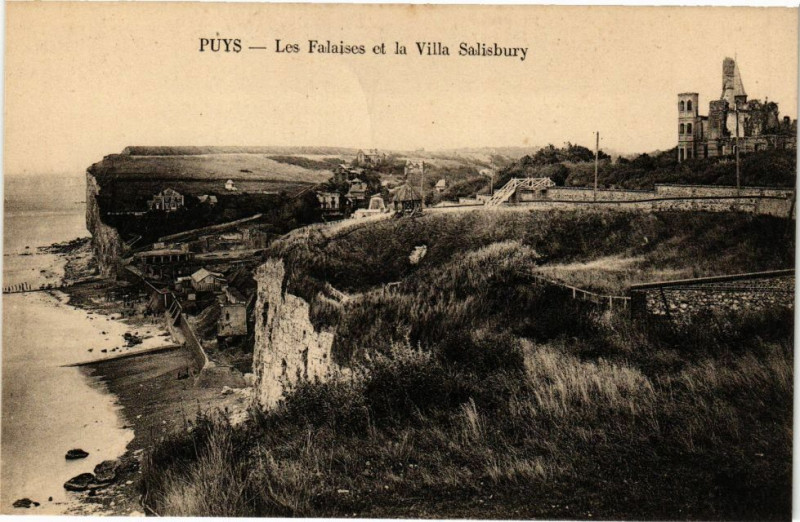 Carte postale ancienne Puys-Les Falaises et la Villa Salisbury à Ry