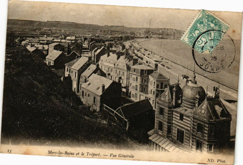 Carte postale ancienne Mers-les-Bains et le Treport-Vue générale