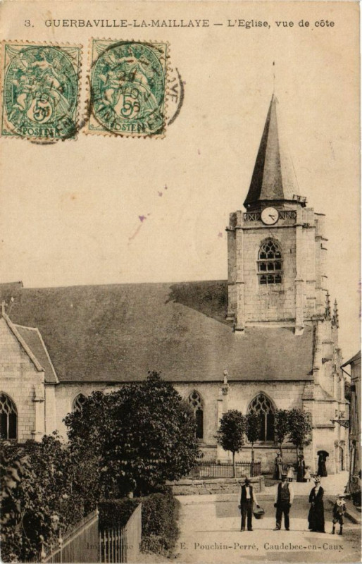 Carte postale ancienne Guerbaville la Maillaye-L'Eglise vue de cote