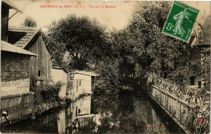 Carte postale ancienne Gournay en Bray-Vue sur la MORETte à Gournay-en-Bray
