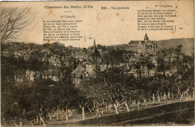Carte postale ancienne Eu - Vue générale à Eu
