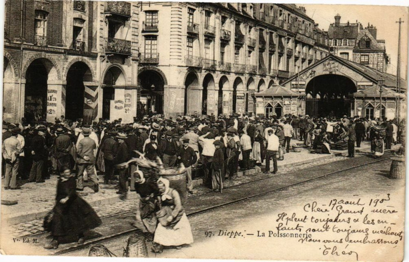 Carte postale ancienne Dieppe-La Poissonnerie à Dieppe
