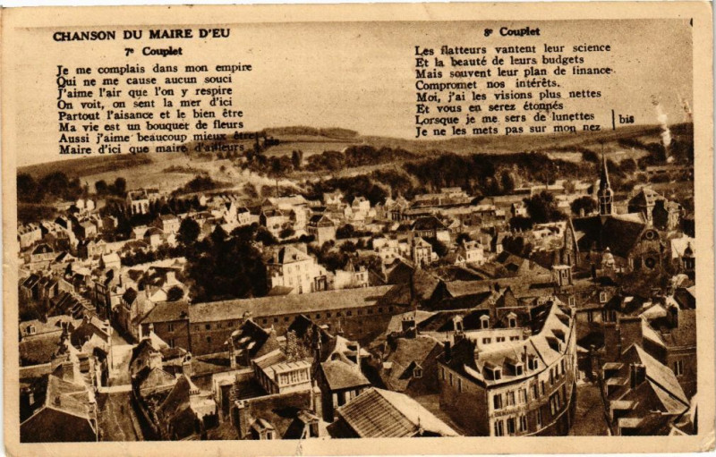 Carte postale ancienne Chanson du Mairie d'Eu à Eu