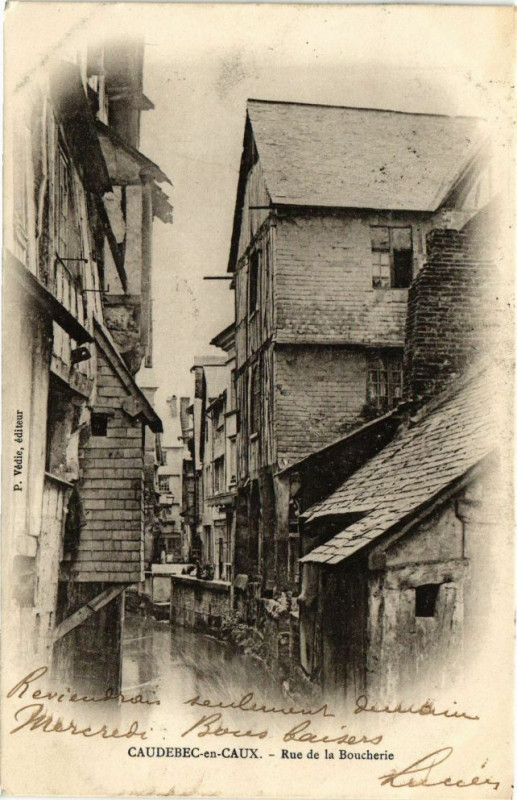 Carte postale ancienne Caudebec en Caux-Rue de la Boucherie