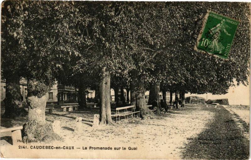 Carte postale ancienne Caudebec en Caux-La Promenade sur le Quai