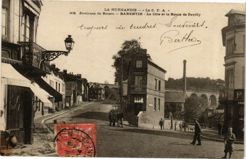 Carte postale ancienne Barentin-La Vote et la Route de Pavilly à Pavilly