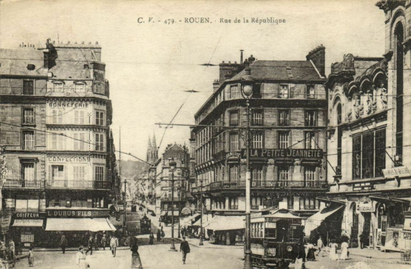 Carte postale ancienne Rouen - Rue de la Republique à Rouen