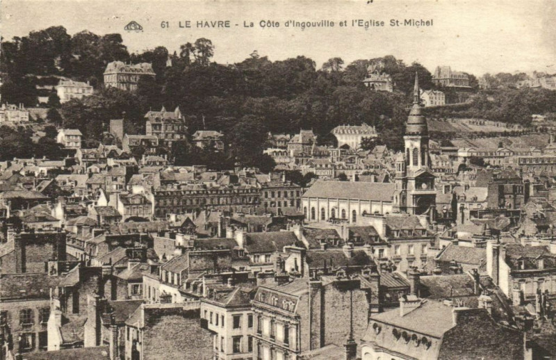 Carte postale ancienne Le Havre - La Cote d'ingouville et l'Eglise Saint-Michel au Havre