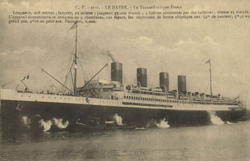 Carte postale ancienne Le Havre - Le Transatlantique France au Havre