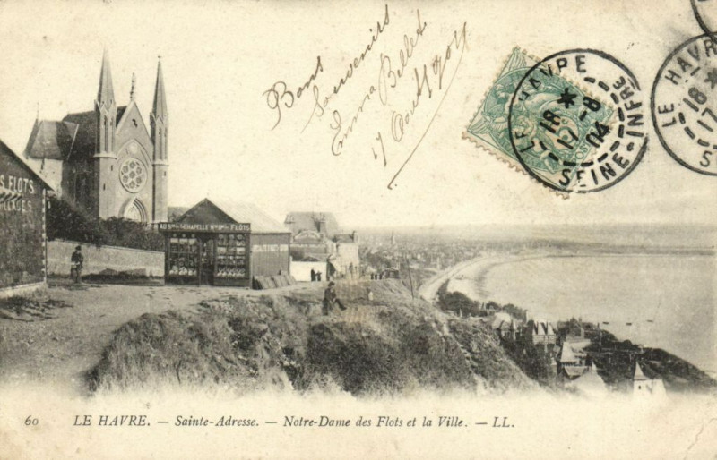 Carte postale ancienne Le Havre - Notre-Dame des Flots et la Ville au Havre