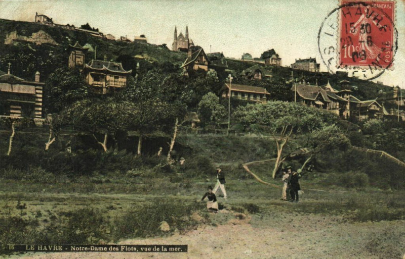 Carte postale ancienne Le Havre - Notre-Dame des Flots vue de la mer au Havre