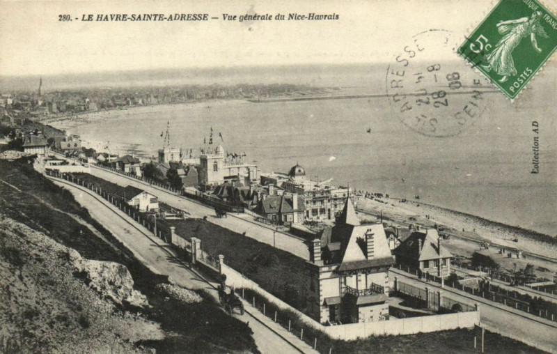 Carte postale ancienne Le Havre - Sainte-Adresse - Vue générale du Nice-Havrais au Havre