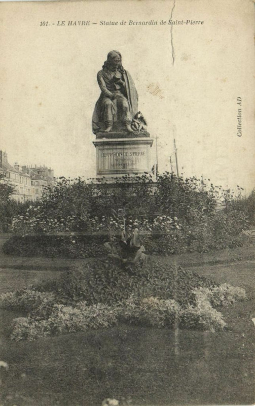 Carte postale ancienne Le Havre - Statue de Bernardin de Saint-Pierre au Havre