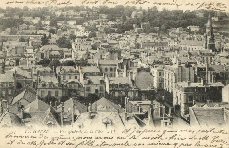 Carte postale ancienne Le Havre - Vue générale de la Cote au Havre