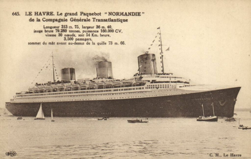 Carte postale ancienne Le Havre Le Grand Paquebot Normandie de la Compagnie générale. au Havre