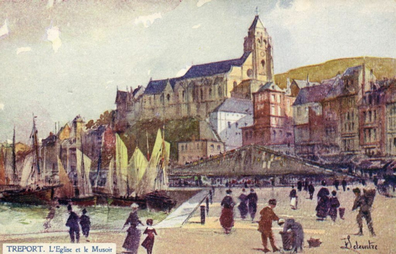 Carte postale ancienne Treport - L'Eglise et le Musoir