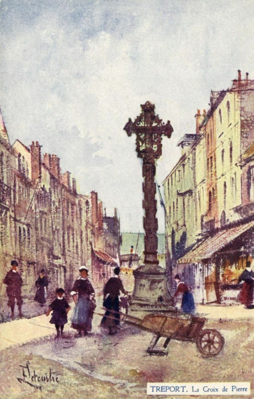 Carte postale ancienne Treport - La Croix de Pierre