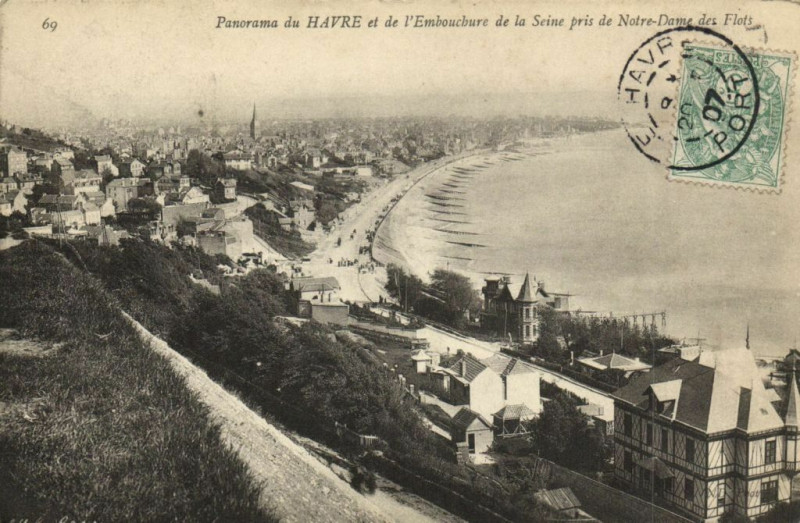 Carte postale ancienne Panorama du Havre et de l'Embouchure de la Seine pris de Notre