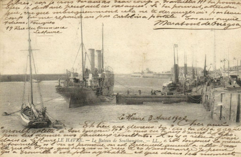 Carte postale ancienne Le Havre - Le Bateau de Southampton au Havre