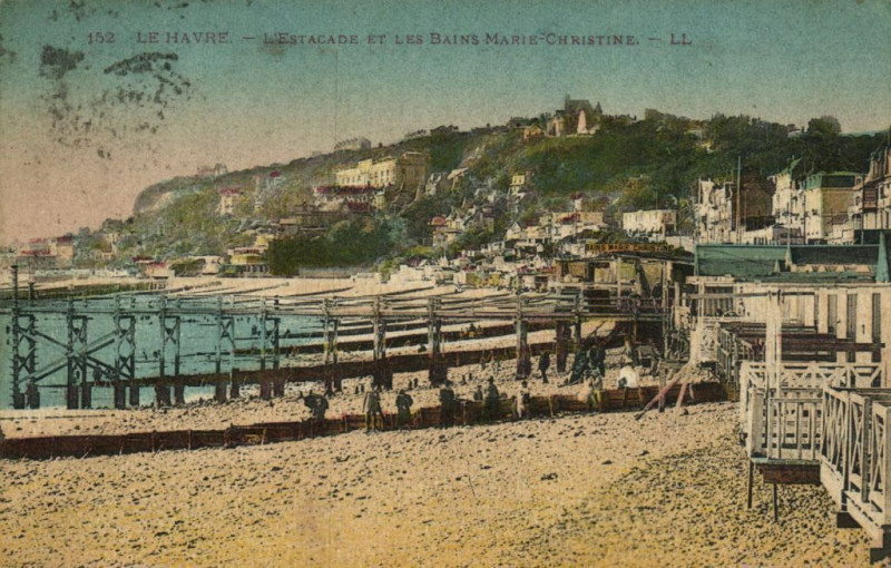 Carte postale ancienne Le Havre - L'Estacade et-les-Bains Marie-Christine au Havre