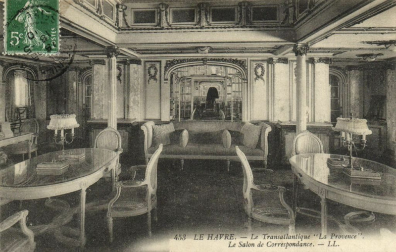 Carte postale ancienne Le Havre - Le Transatlentique La Provence Le Salon de Corres... au Havre