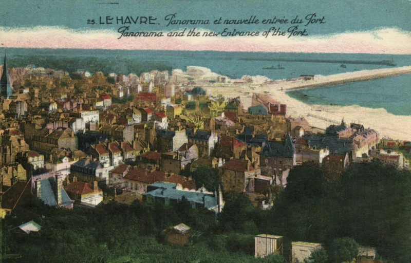 Carte postale ancienne Le Havre - Panorama et novelle entrée du Port Panorama and the... au Havre