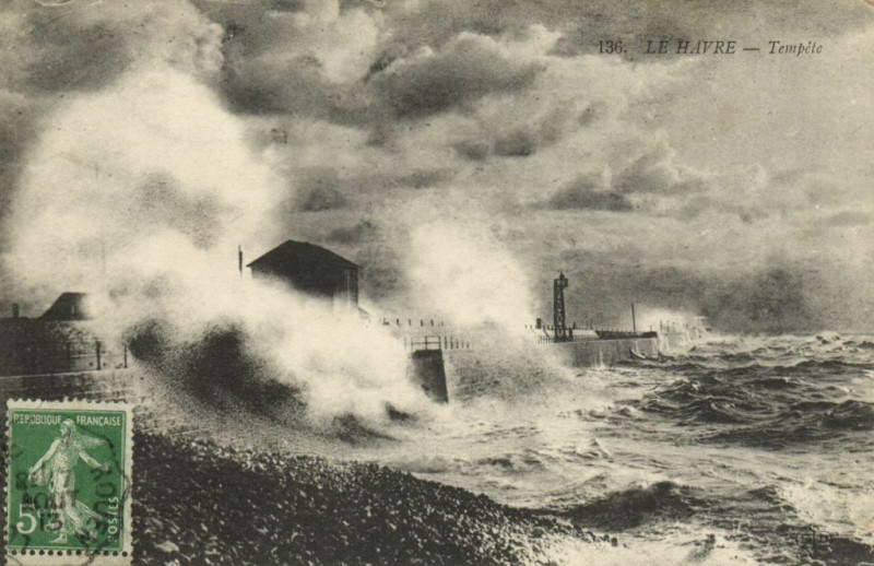 Carte postale ancienne Le Havre - Tempete au Havre