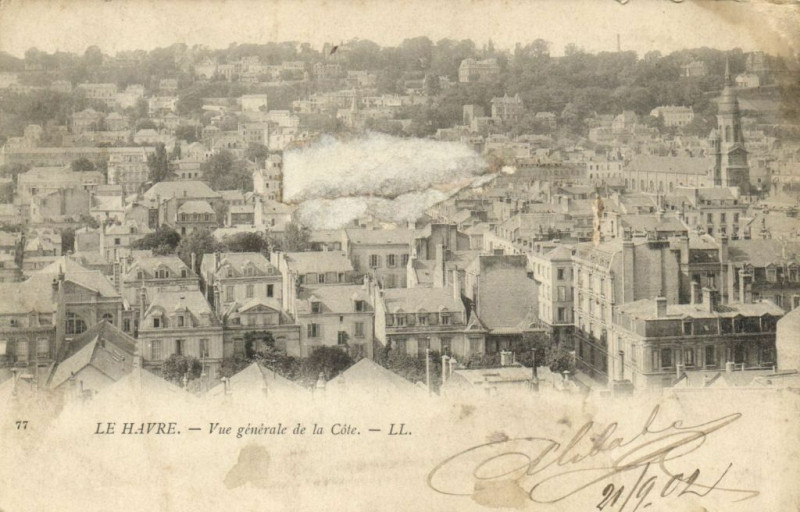 Carte postale ancienne Le Havre - Vue générale de la Cote au Havre