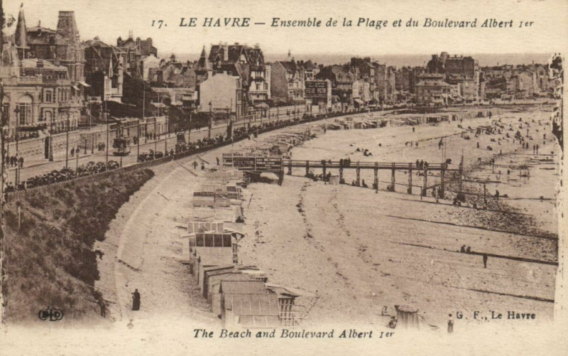 Carte postale ancienne Le Havre - Ensemble de la Plage et du Boulevard Albert I* au Havre