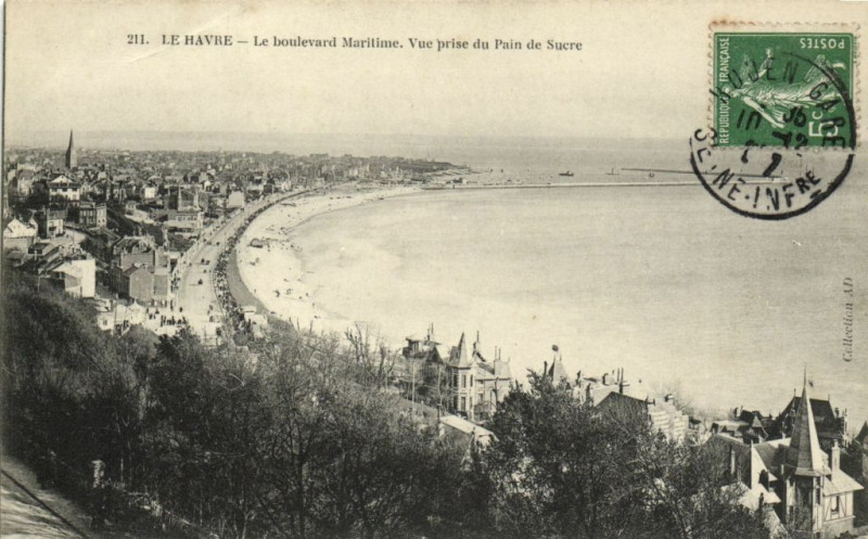 Carte postale ancienne Le Havre - Le boulevard Maritime.Vue prise du Pain de Sucre au Havre