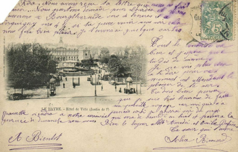 Carte postale ancienne Le Havre - Hotel de Ville (Jardin de l_*) au Havre