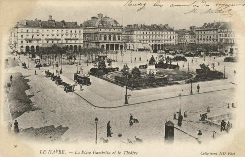 Carte postale ancienne Le Havre - La Bourse et la Passerelle au Havre