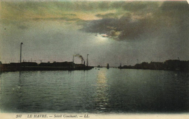 Carte postale ancienne Le Havre - Soleil Couchant au Havre