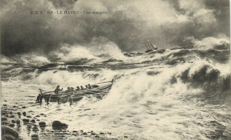 Carte postale ancienne Le Havre - Une tempete au Havre