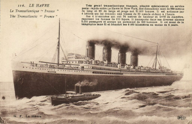Carte postale ancienne Le Havre - Le Transatlantique France au Havre