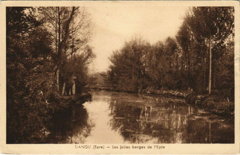 Carte postale ancienne Dangu-Les jolies berges de l'Epte à Dangu