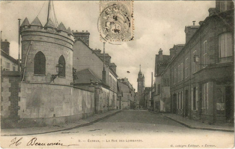 Carte postale ancienne Evreux-La Rue des Lombards à Évreux
